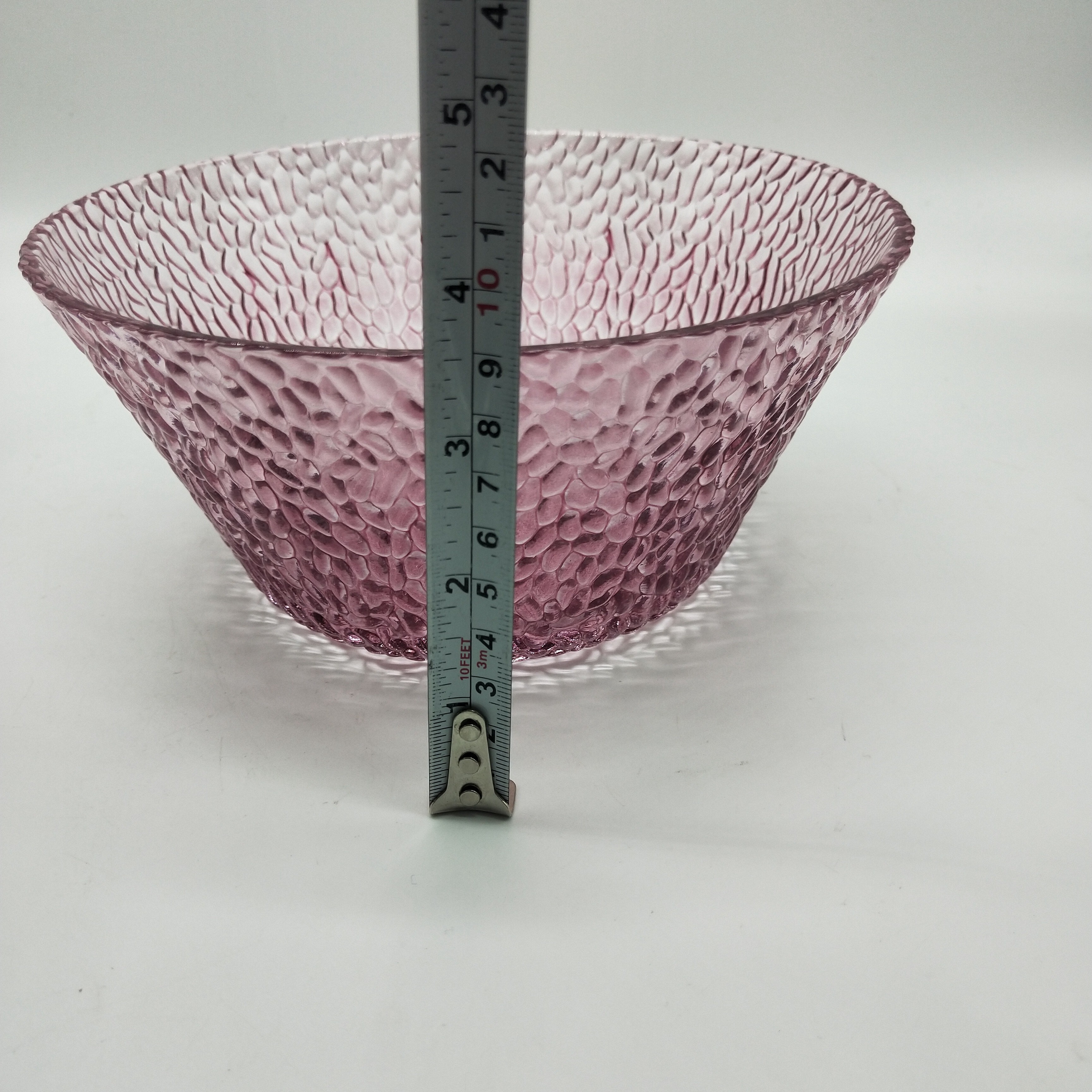 欧式锤纹沙拉碗玻璃碗彩色水果盘透明果斗家用水果碗沙拉碗详情图10