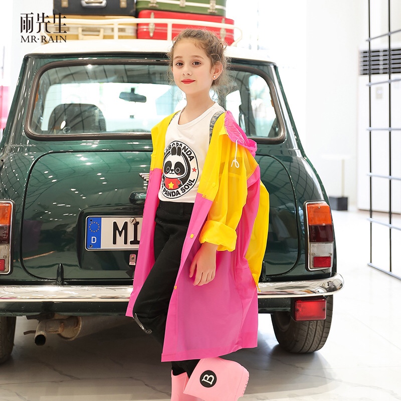 雨先生 时尚卡通儿童雨衣 PVC书包雨披 男女童雨衣雨披 厂家直销白底实物图