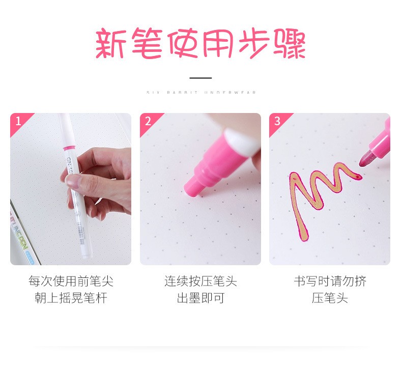 GN160-8 color set of water-based metallic marker pens and colored signature pens with golden edge double-line pens pic 8
