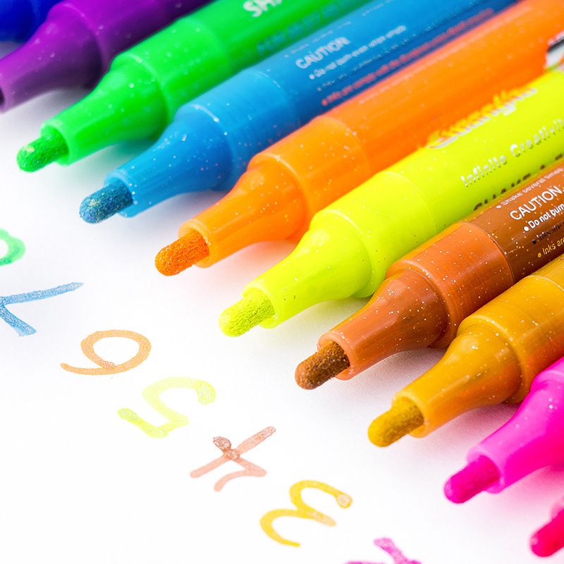 A wide range of colored glitter markers, 1152-12 colors, graffiti, metallic color, DIY photo album, black card pen, gold powder highlighter Specification image
