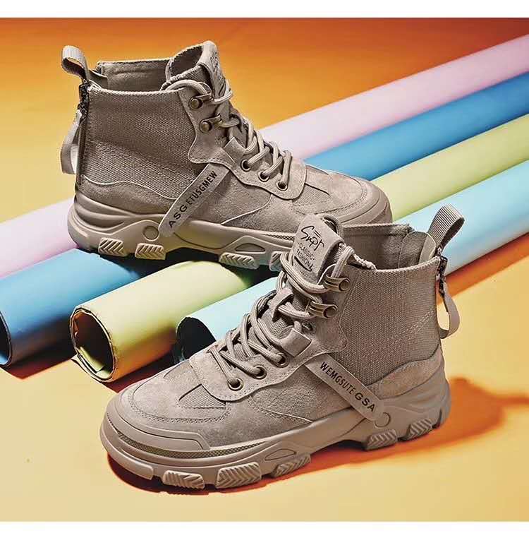 Leather canvas comfortable fashion lacing durable men's shoes casual shoes sports shoes