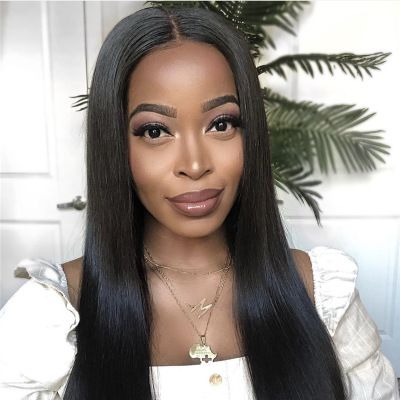 A new mid-parted long straight wig for women, a popular European and American style