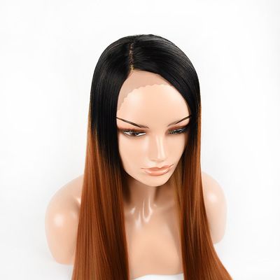 A new type of European and American synthetic fiber lace wig with a gradient color for long straight hair Specification image