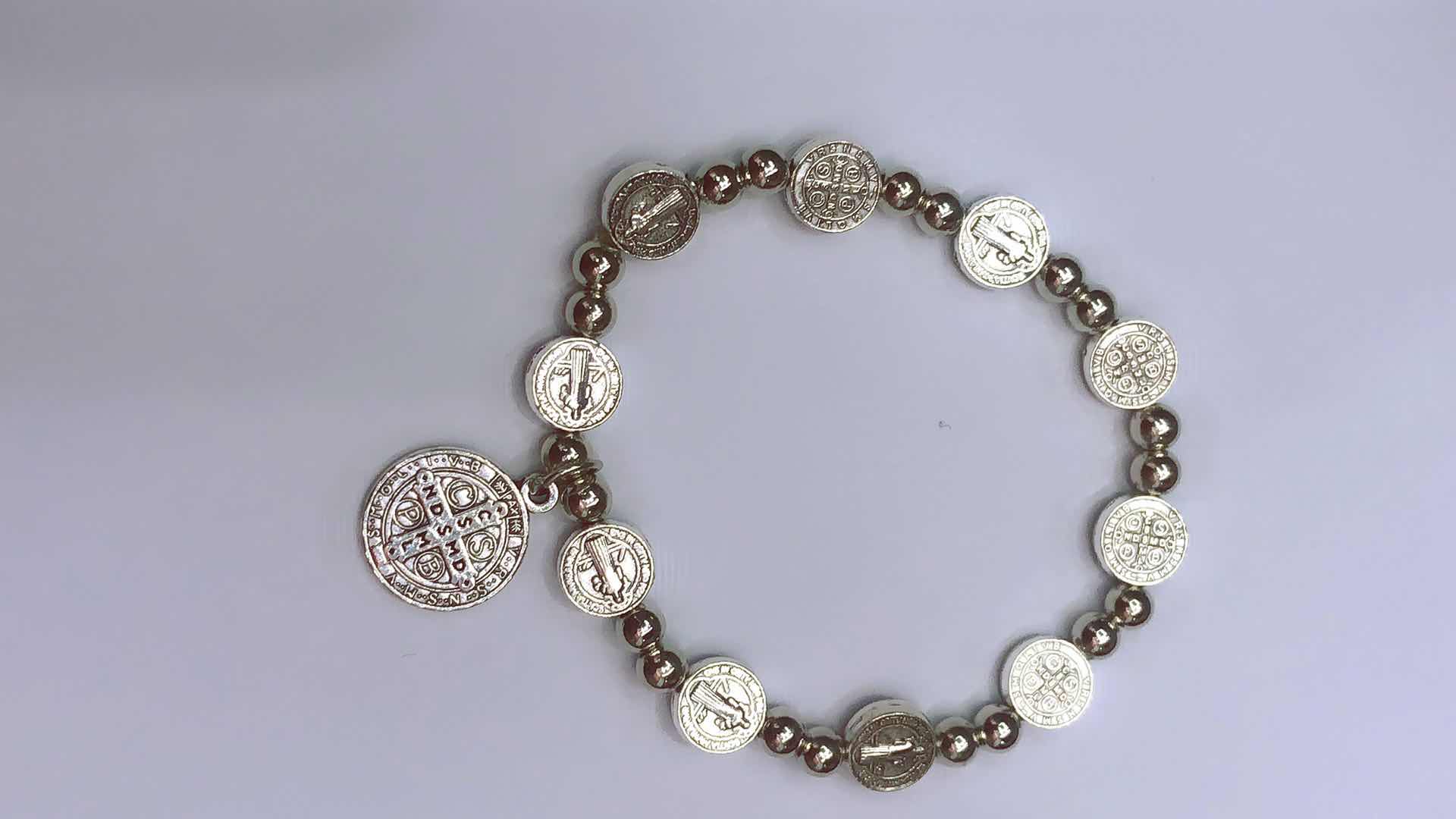 Wire threading bracelet alloy round cake with ccb hanging large round cake alloy pendant