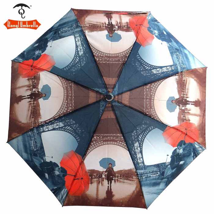 55LD三折自动防风防紫外线晴雨伞