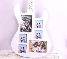 Creative wood guitar modeling silk screen picture frame Home decoration wall decoration Creative picture frame guitar picture frame Specification drawing