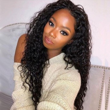 New European and American wigs for women, mid-parted long curly hair, lace and synthetic fiber hair, African small curly hair detail image 4