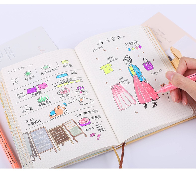 Guangna 162 Seven-color fluorescent acrylic pen Colorful planner with bright colors, black card graffiti, small fluorescent marker pen pic 12