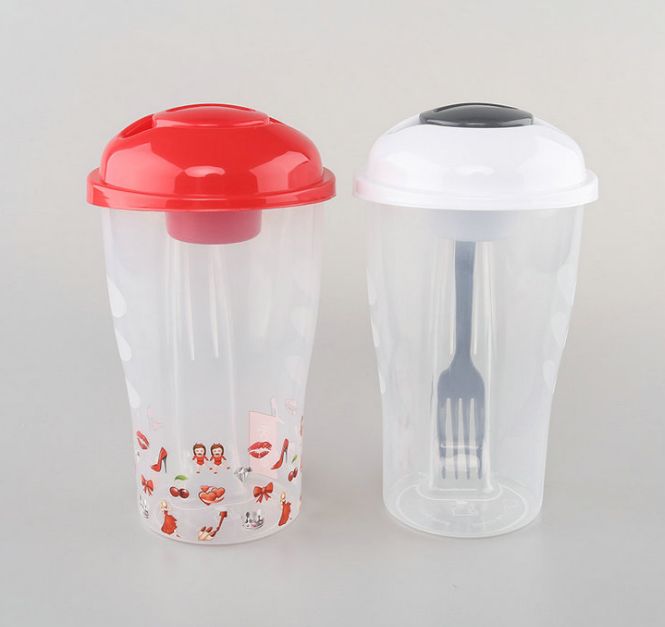 Plastic fruit salad cup Large capacity vegetable salad cup Salad cup Creative gift cup