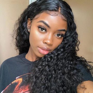 New European and American wigs for women, mid-parted long curly hair, lace and synthetic fiber hair, African small curly hair Specification image