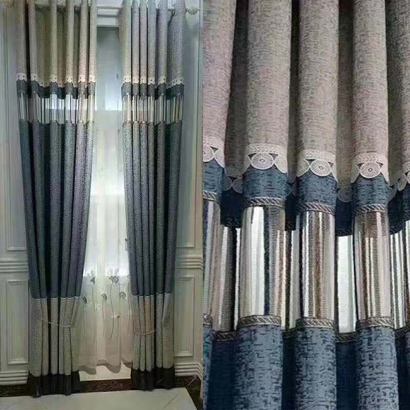 2021 new style of spliced curtains in modern and simple European style, custom-made for export Specification image
