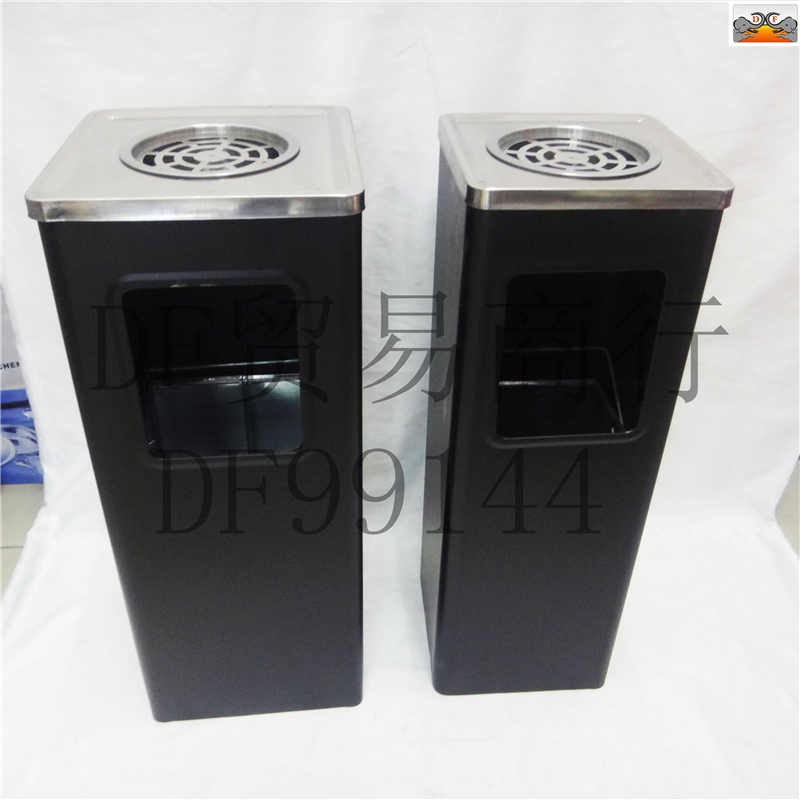DF99144    大方形果皮桶不锈钢方形丽格桶带烟灰缸灭烟桶大堂座地烟灰桶    DF  TRADING HOUSE详情图5