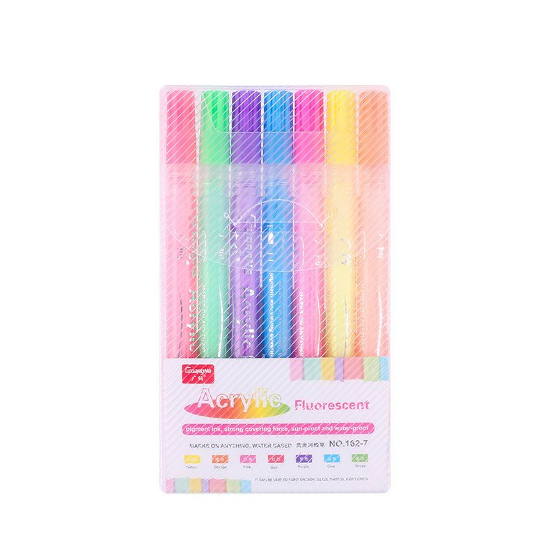 Guangna 162 Seven-color fluorescent acrylic pen Colorful planner with bright colors, black card graffiti, small fluorescent marker pen Item Picture