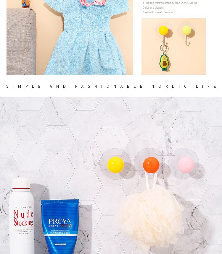 创意蘑菇挂钩厨房浴室卧室墙壁免打孔钩子挂衣帽门后强力无痕粘钩详情4