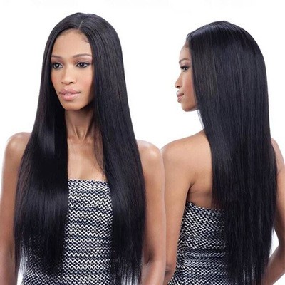 New mid-parted long straight synthetic fiber wigs from Europe, America and Africa detail image 5