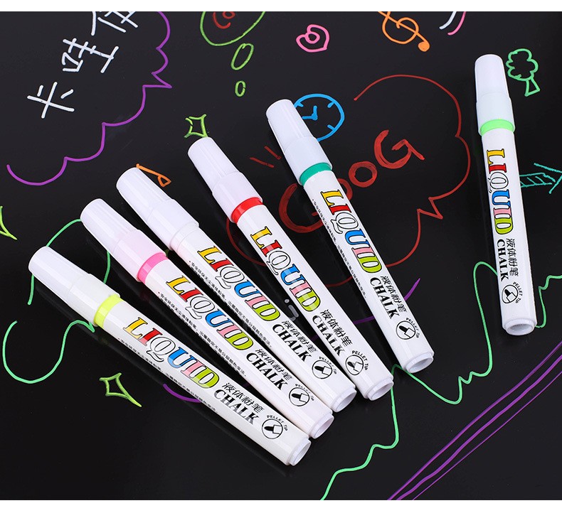 广纳1085无尘水溶性液体粉笔12色绘画儿童可擦灯板笔涂鸦绘画黑板详情图1