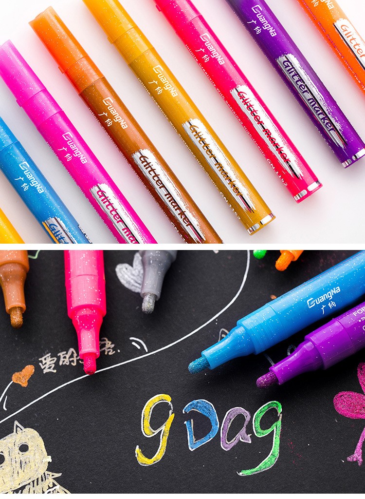 A wide range of colored glitter markers, 1152-12 colors, graffiti, metallic color, DIY photo album, black card pen, gold powder highlighter pic 11