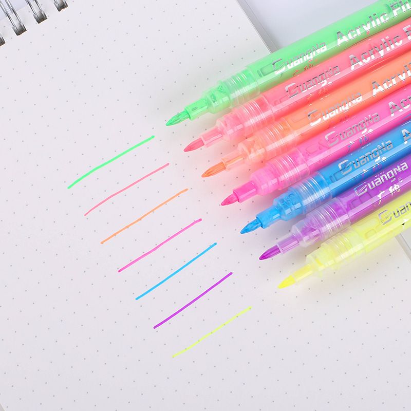 Guangna 162 Seven-color fluorescent acrylic pen Colorful planner with bright colors, black card graffiti, small fluorescent marker pen Application Scenario