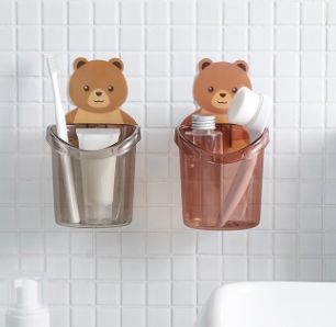 Bear cuddle cup non-perforated bathroom wall shelf comb storage box Toothpaste toothbrush holder
