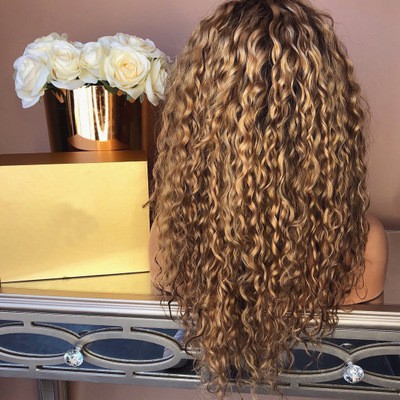 A new type of wig that is selling well in Europe and America, featuring fluffy African curly hair mixed with long brown curly hair and dyed synthetic fiber hair cover detail image 4