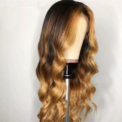 New European and American golden yellow highlighted long curly hair, cross-border best-selling mid-parted synthetic fiber hair cap for women detail image 5