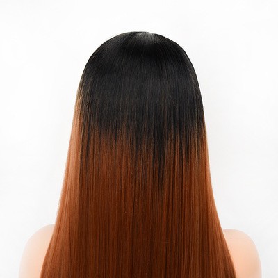A new type of European and American synthetic fiber lace wig with a gradient color for long straight hair detail image 2