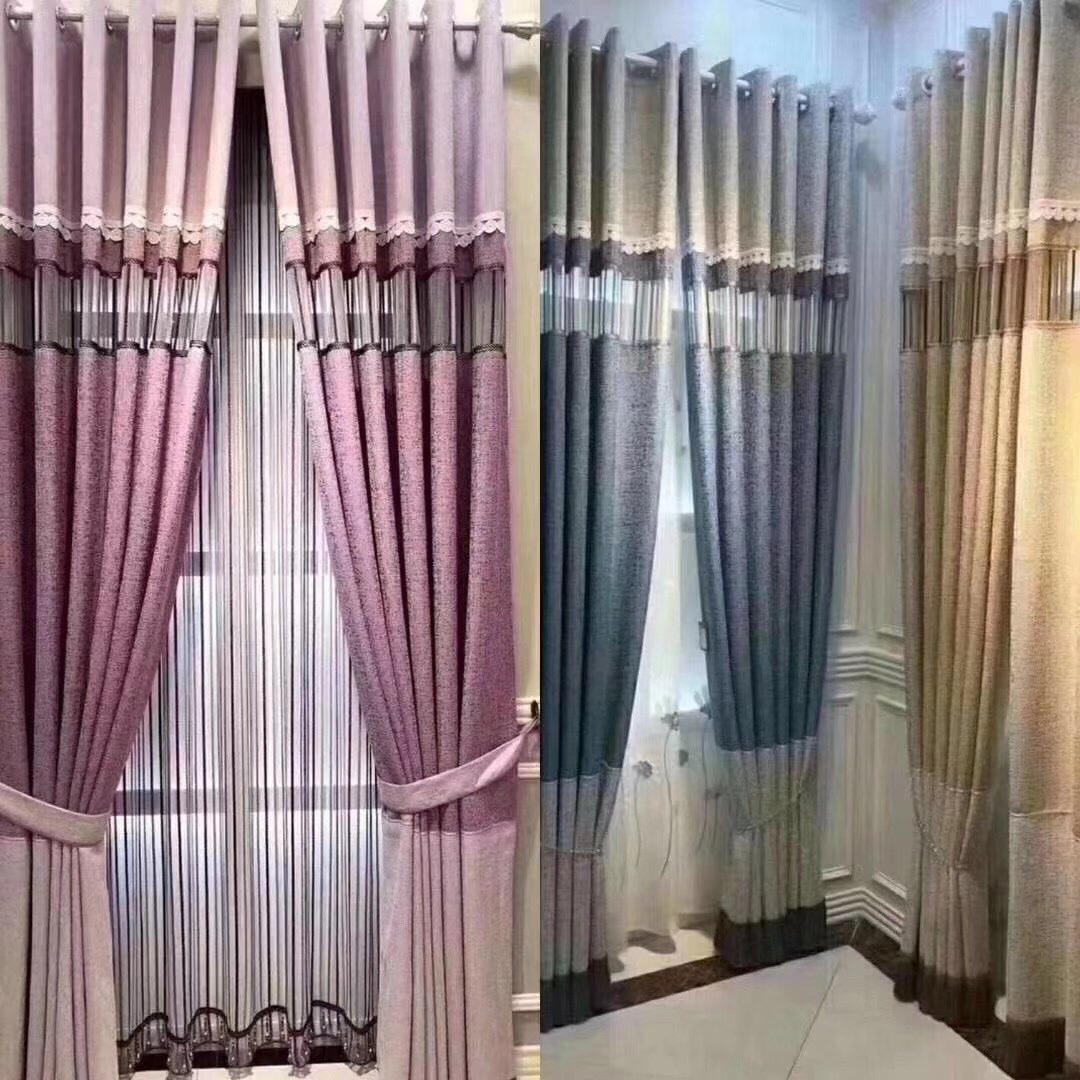 2021 new style of spliced curtains in modern and simple European style, custom-made for export