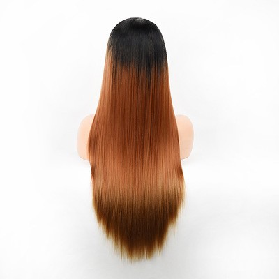 A new type of European and American synthetic fiber lace wig with a gradient color for long straight hair detail image 3