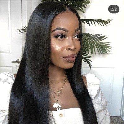 A new mid-parted long straight wig for women, a popular European and American style detail image 2