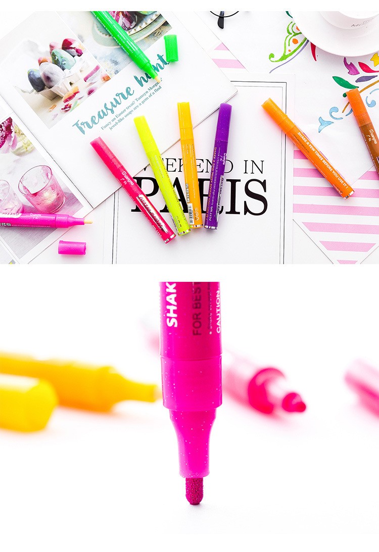 A wide range of colored glitter markers, 1152-12 colors, graffiti, metallic color, DIY photo album, black card pen, gold powder highlighter pic 4