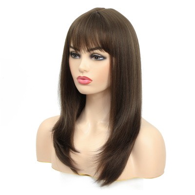 New best-selling long straight hair synthetic fiber headgear from Europe and America detail image 3