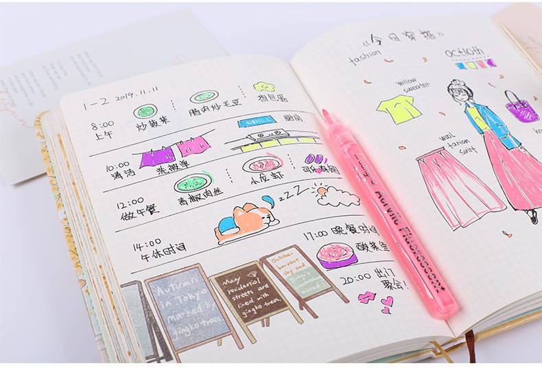 Guangna 162 Seven-color fluorescent acrylic pen Colorful planner with bright colors, black card graffiti, small fluorescent marker pen pic 13