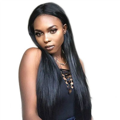 New mid-parted long straight synthetic fiber wigs from Europe, America and Africa detail image 3