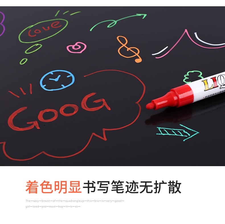 广纳1085无尘水溶性液体粉笔12色绘画儿童可擦灯板笔涂鸦绘画黑板详情图10