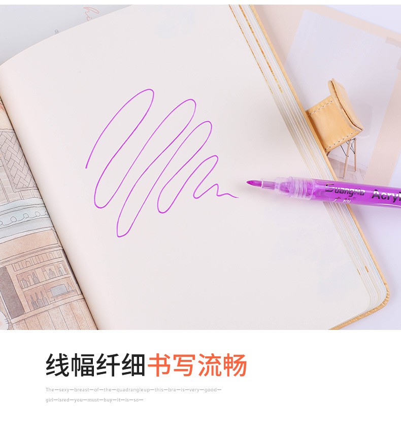 Guangna 162 Seven-color fluorescent acrylic pen Colorful planner with bright colors, black card graffiti, small fluorescent marker pen pic 8