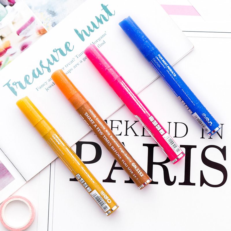A wide range of colored glitter markers, 1152-12 colors, graffiti, metallic color, DIY photo album, black card pen, gold powder highlighter