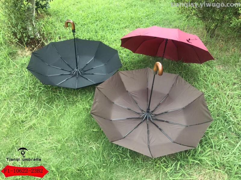 F1-10622-23B2三折自动男款加大素色晴雨伞详情图2