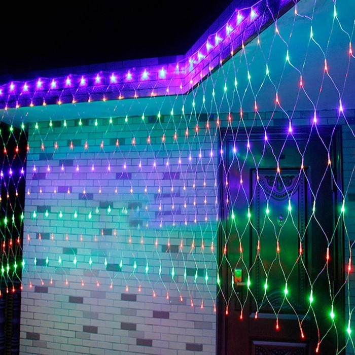 3* 2-meter LED net light, fishing net light, LED light festival decorative light, rainproof starry sky light string, Christmas colorful light net light detail image 4