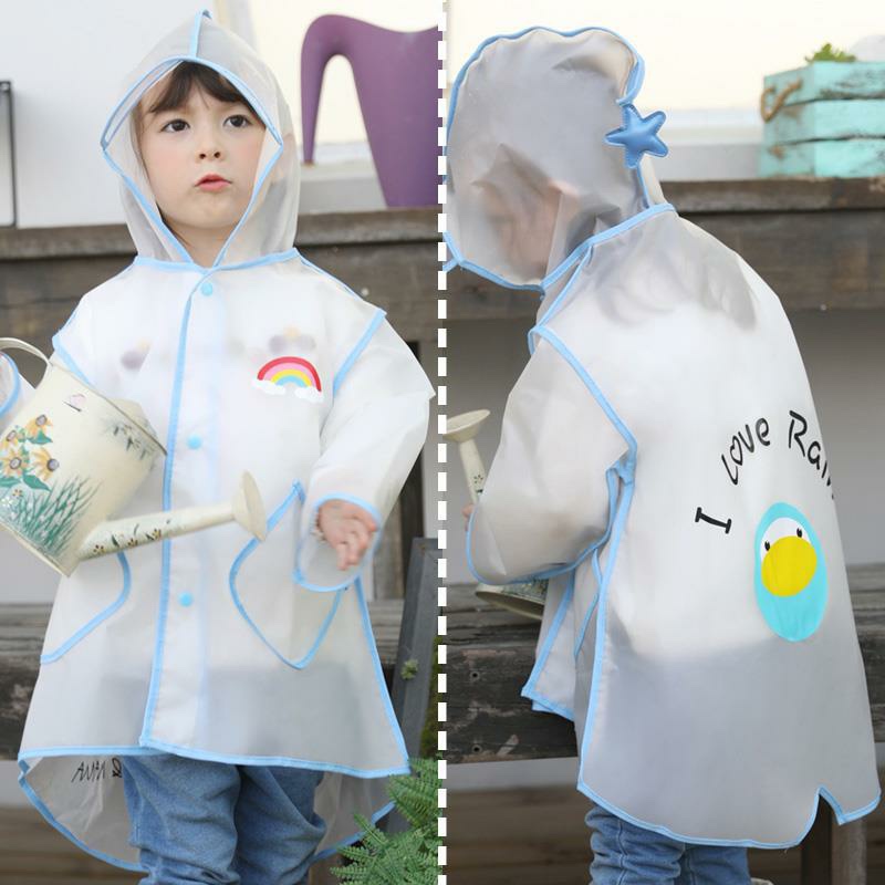 EVA环保卡通雨衣白底实物图
