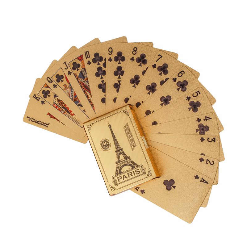 厂家直销扑克创意巴黎塔扑克牌土豪金扑克PET环保材质金箔扑克牌细节图