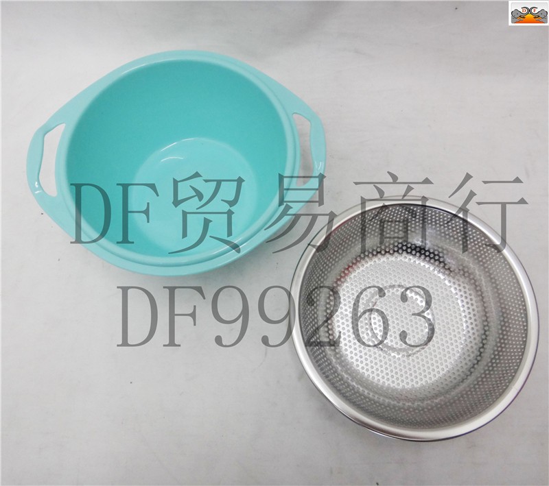 DF99263    沥水篮 彩色多用密孔沥水盆桶双耳淘洗米筛水果蔬沥控水篮盆   DF  TRADING HOUSE详情图7