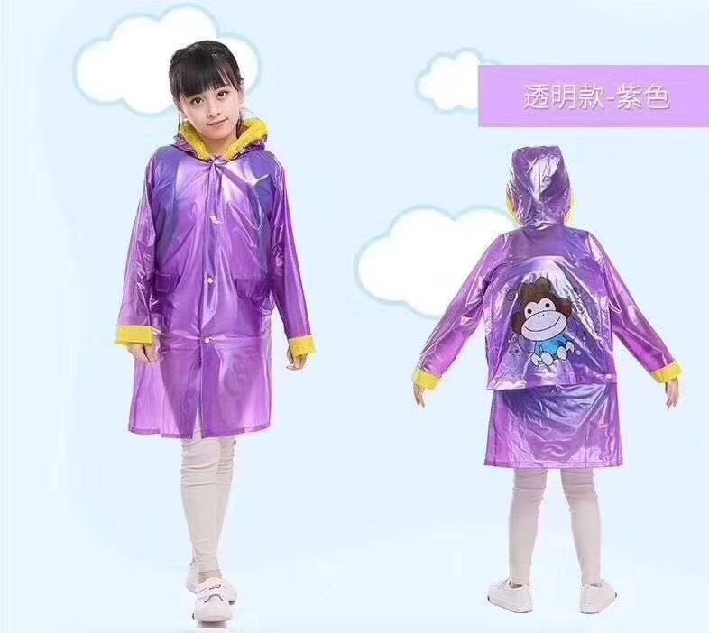 PVC加厚卡通背包雨衣白底实物图