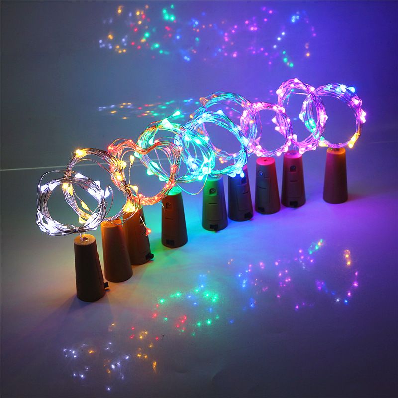 Bar dance party decoration, red wine bottle light string, button battery bottle stopper light string Application Scenario