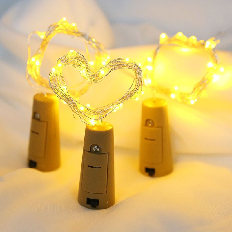Bar dance party decoration, red wine bottle light string, button battery bottle stopper light string