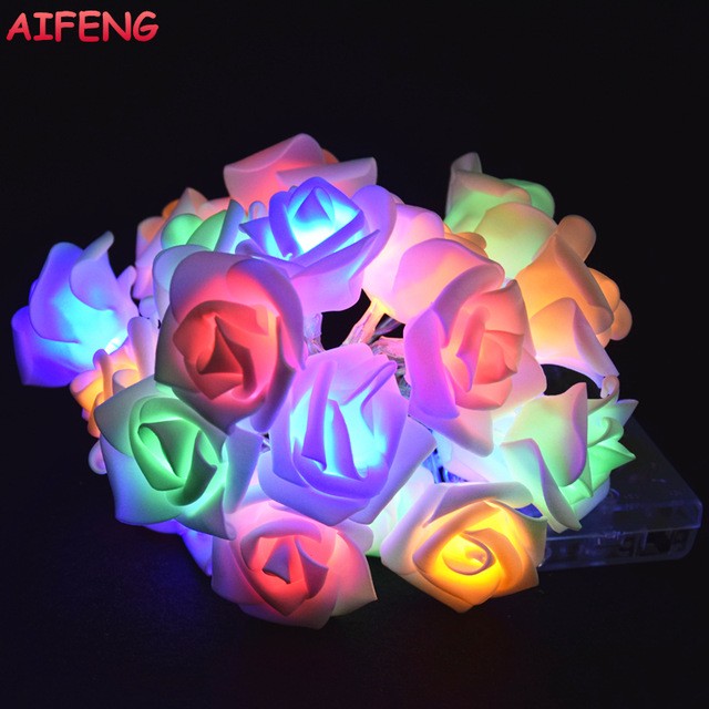 Valentine's Day decorative color lights: 3-meter 20-lamp rose battery light string detail image 2