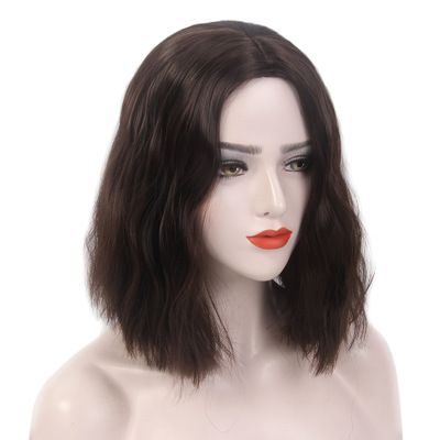 A new wig for short, medium-parted, slightly wavy, medium-long and synthetic fiber hair for European and American women details Picture