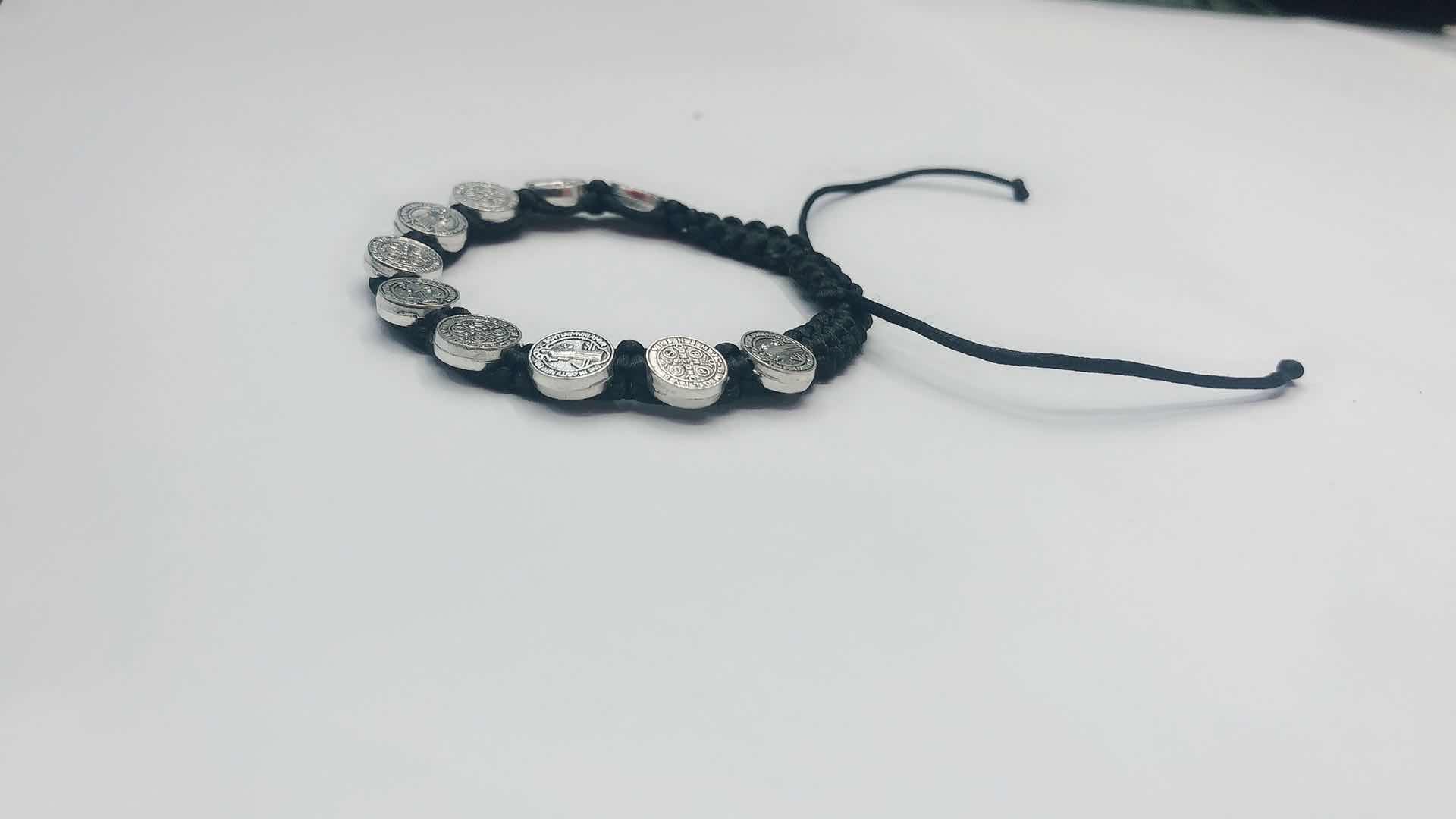 7号线平结编织手链10个园饼合金古银细节图