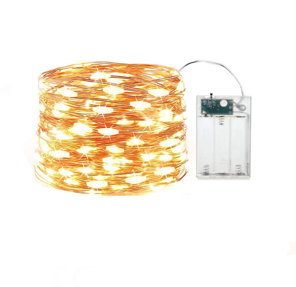Cross-border best-selling 8-function battery box copper wire lamp home decoration mini light string details Picture