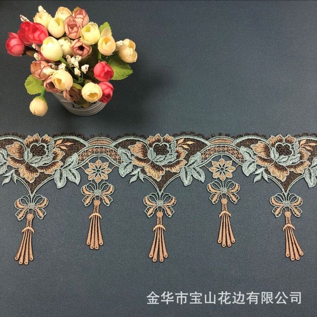 窗帘花边现货 厂家直销涤纶丝金丝家纺服装辅料 DIY定制 水溶花边