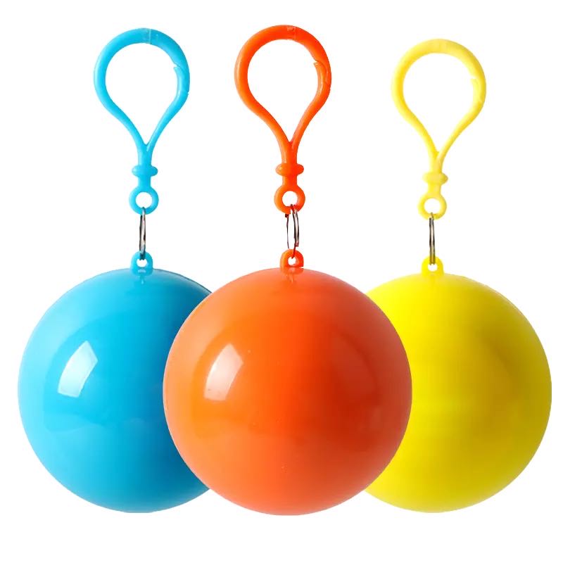 加帽绳球形雨衣定做logo塑料雨衣球一次性雨披球球形雨披详情图1